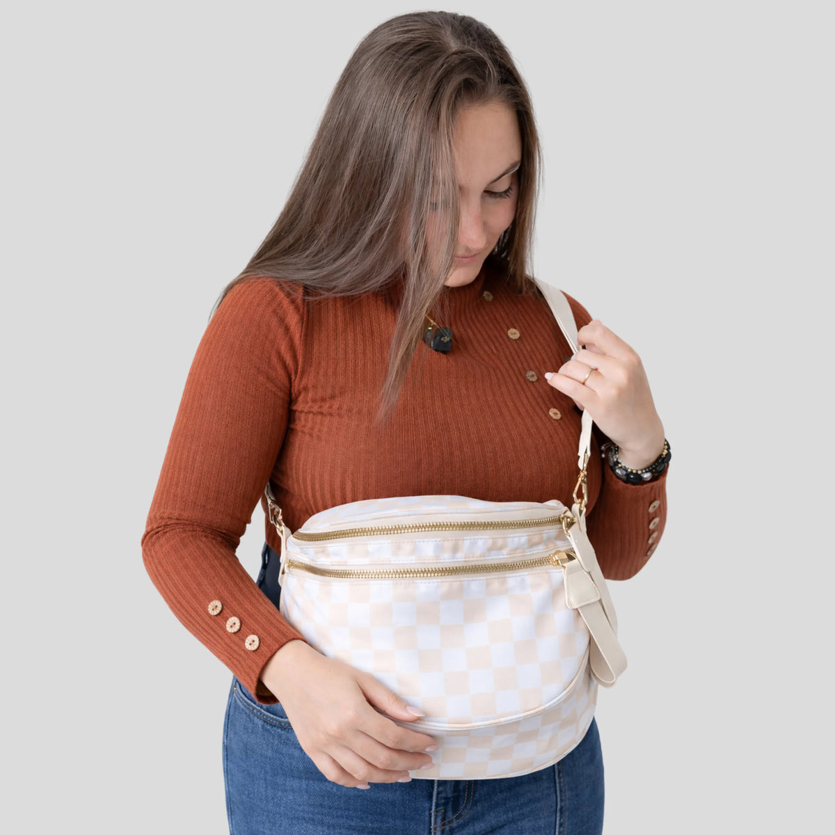 Kit Élégance Damier Beige - porté