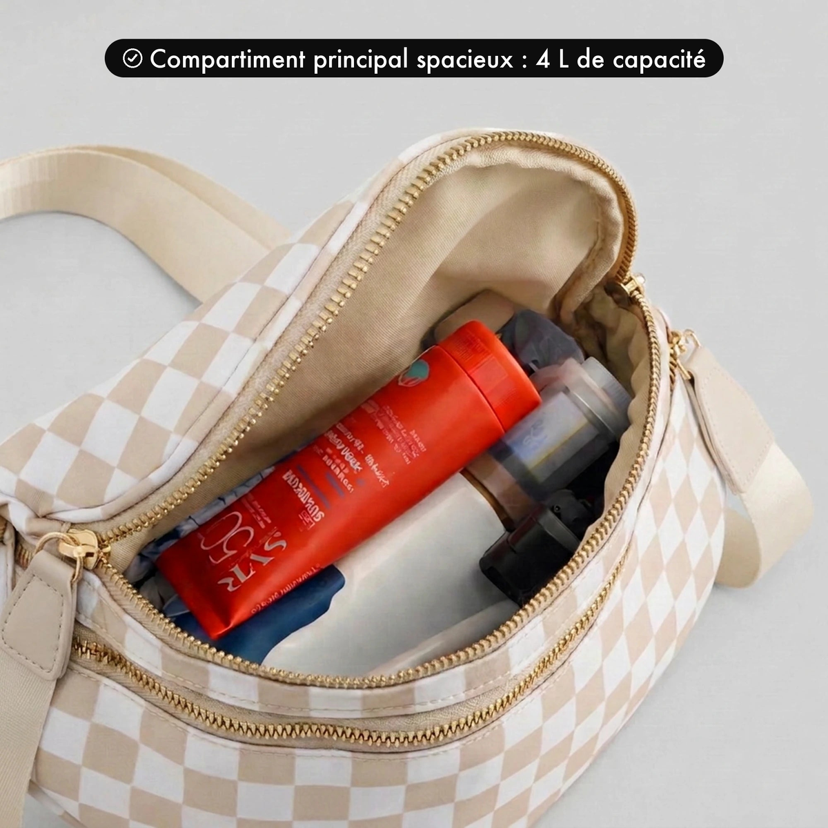 Kit Élégance Damier Beige - capacité 4 L