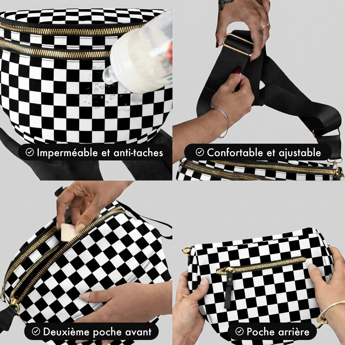 Kit Élégance Damier Noir et Blanc - caractéristiques