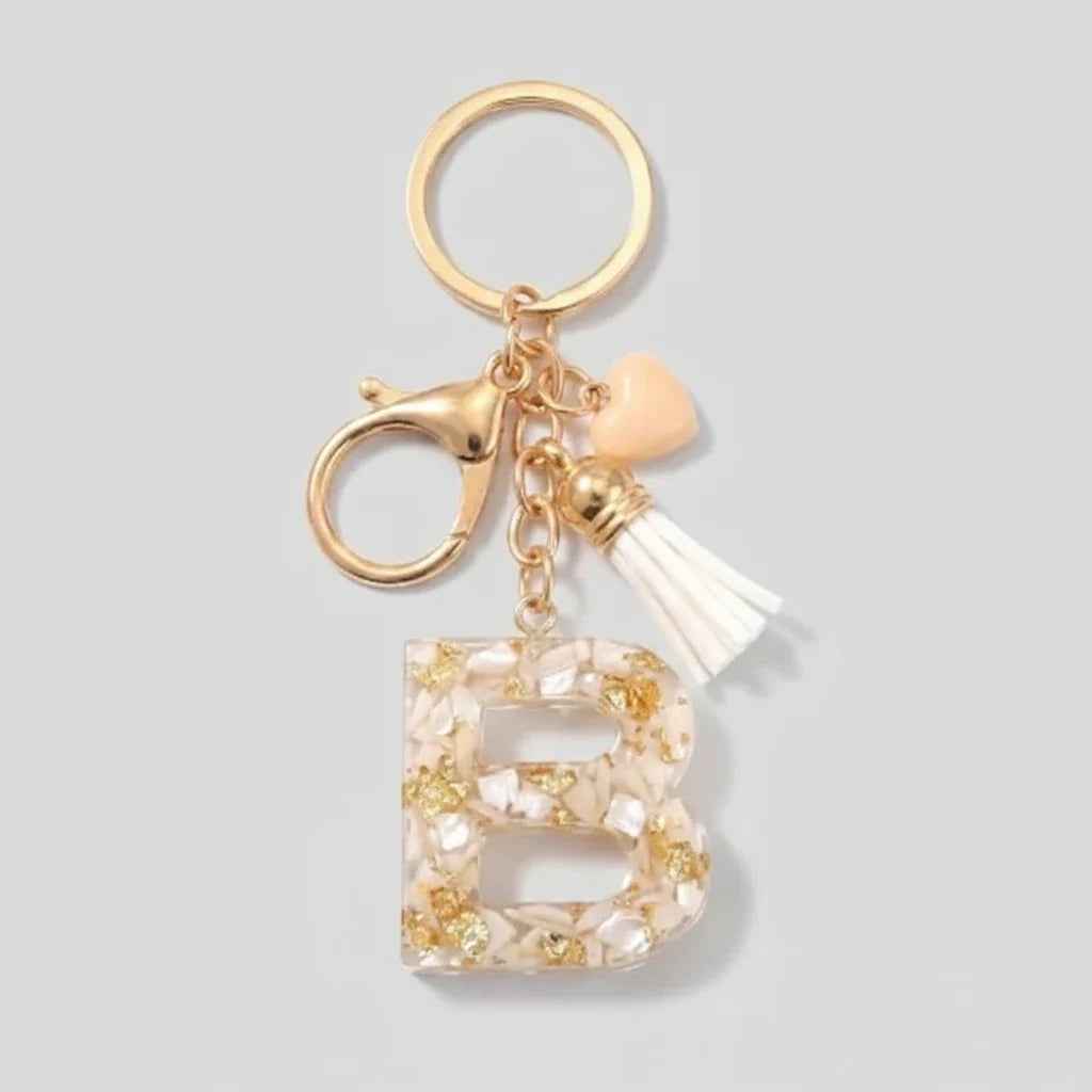 Porte-clés beige avec initiales, lettre B