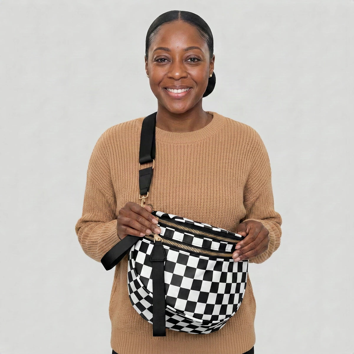 Kit Élégance Damier Noir et Blanc - porté