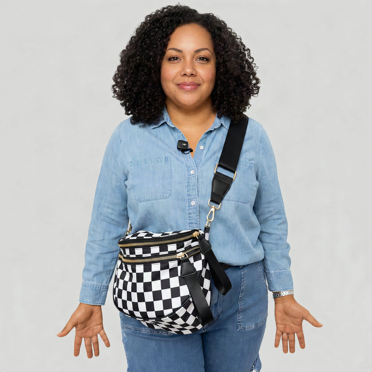 Kit Élégance Damier Noir et Blanc - porté